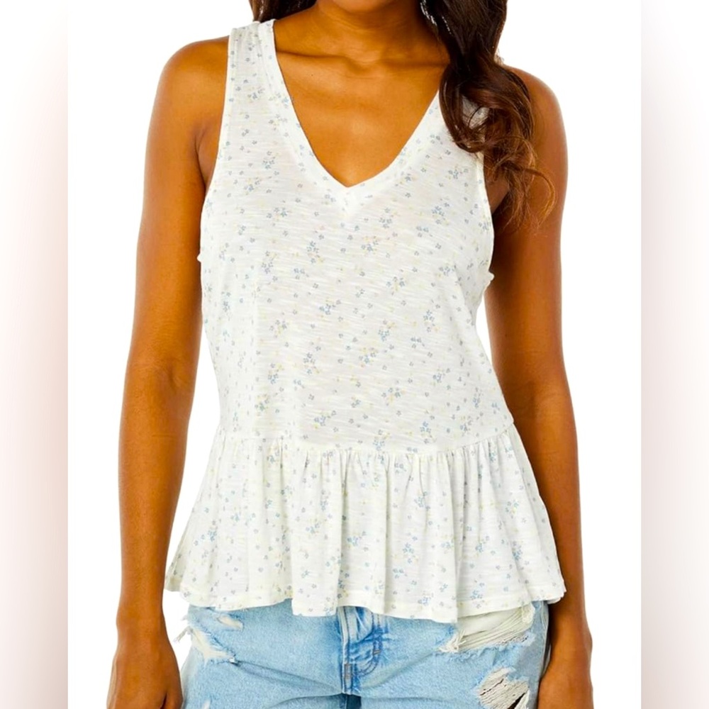 Lucky Brand - Tiered V-Neck Sleeveless Top | Size Medium - Off-White - NWOT